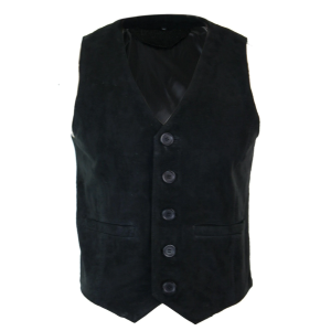 Mens Waistcoat Gilet Real Genuine Suede Leather Retro Vintage Western Vest Black