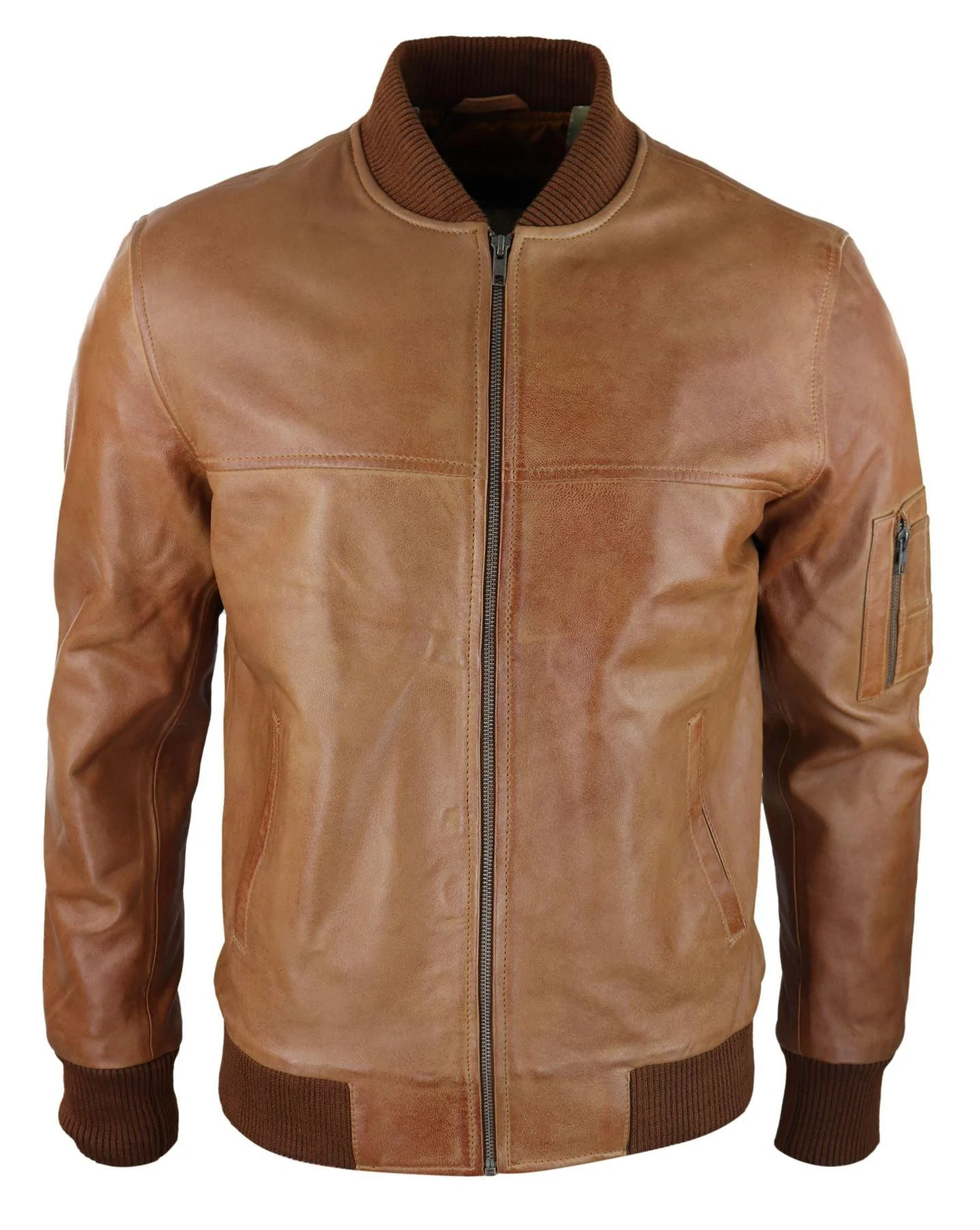 Mens Genuine Leather Bomber Jacket Leather Casual Varsity Vintage Smart Casual Tan Buy Online 