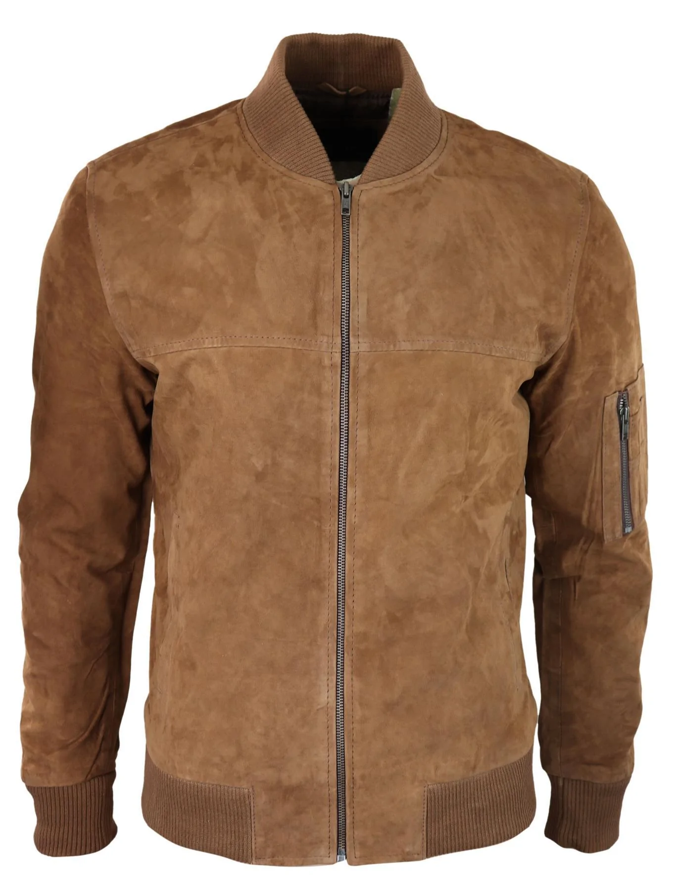 Mens Genuine Suede Bomber Jacket Leather Casual Varsity Vintage Smart Casual Brown Buy Online 