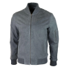Mens Genuine Suede Bomber Jacket Leather Casual Varsity VIntage Smart Casual Grey
