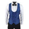 Mens Paisley Tuxedo Blazer And Waistcoat Brocade Dinner Jacket Satin Black Blue - No Trousers