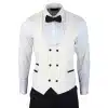Mens Paisley Tuxedo Blazer And Waistcoat Brocade Dinner Jacket Satin Ivory Black