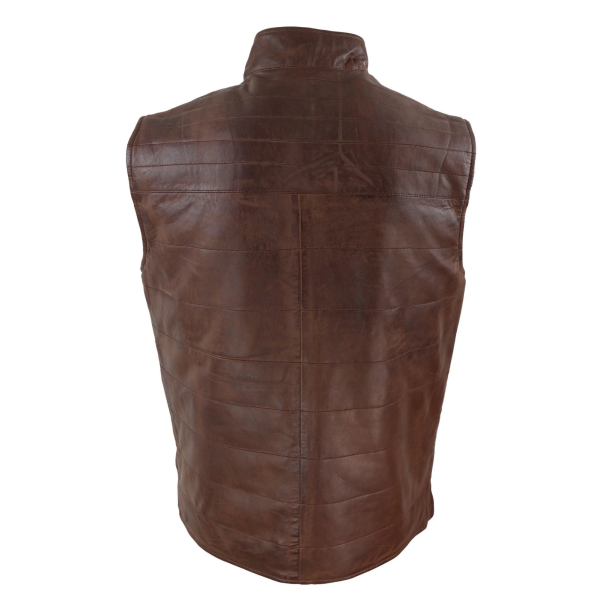 Mens Black & Brown Reversible Leather Gilet