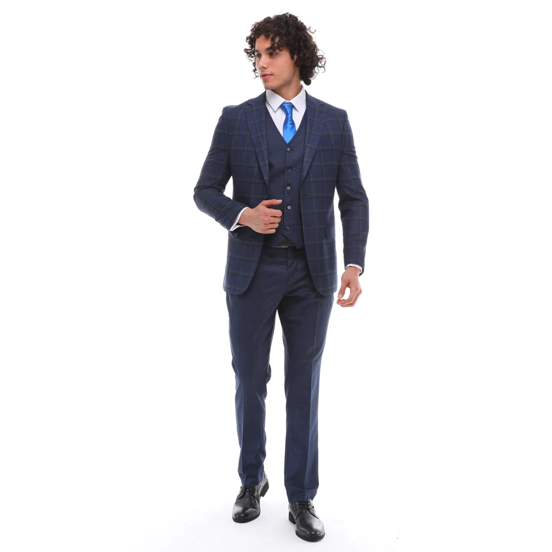 Mens Blue 3 Piece Suit | Wedding Suit | Mens Tweed Suits | Office Wear