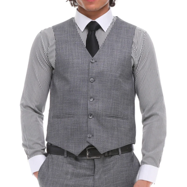 Mens 3 Piece Suit Grey Blue Check Contrasting Waistcoat Trouser Wedding Prom