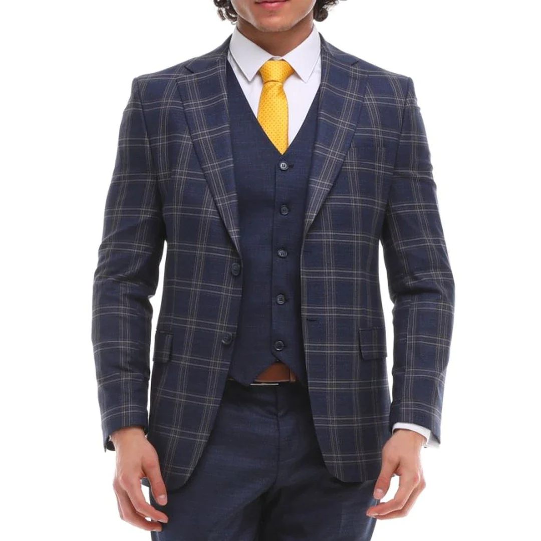 Top more than 155 navy blue check suit latest