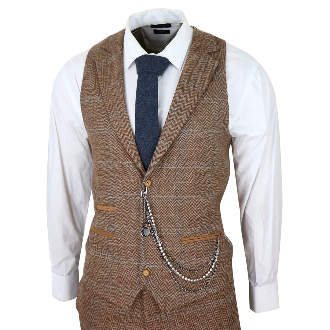 Peaky Blinders Gatsby 1920s Wool Suit Set Back For Men 2020 Brown Check Costume  Homme Tweed Tailored Fit T200303 From Xue04, $91.86