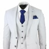 Mens Tweed Light Grey 3 Piece Suit Tailored Fit Classic Vintage 1920s Wedding