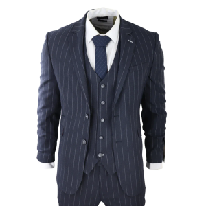 Mens Black 3 Piece Pinstripe Suit: Buy Online - Happy Gentleman United  States