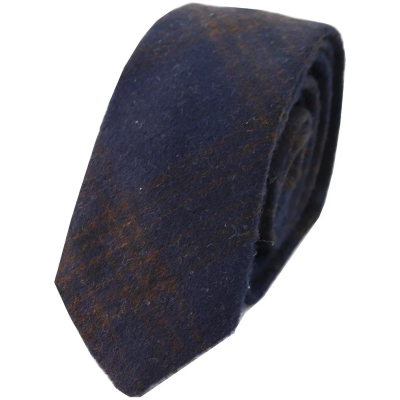 281 - Men's Blue Herringbone Tweed Wool Tie & Handkerchief 2"