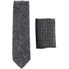 281 - Men's Grey Herringbone Tweed Wool Tie & Handkerchief 2"