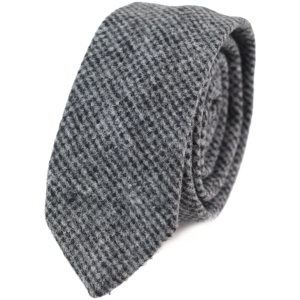 281 – Men’s Grey Herringbone Tweed Wool Tie & Handkerchief 2″