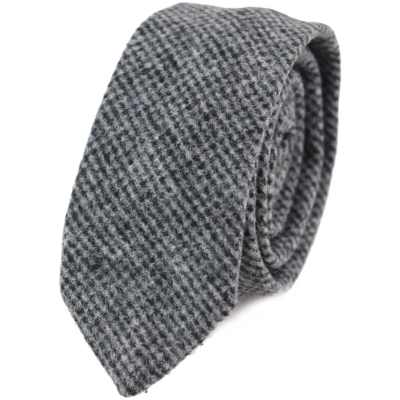 281 - Men's Grey Herringbone Tweed Wool Tie & Handkerchief 2"