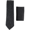 281 - Men's Charcoal Herringbone Tweed Wool Tie & Handkerchief 2"