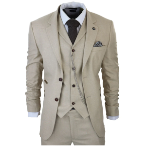 AK-08 Men’s 3-Piece Cream Prince Of Wales Check Suit