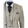 AK-08 Men's 3-Piece Cream Prince Of Wales Check Suit