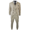 AK-08 Men's 3-Piece Cream Prince Of Wales Check Suit