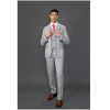 Andrew Men's 3-Piece Grey Checked Slim Fit Suit with Red Accents