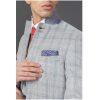 Andrew Men's 3-Piece Grey Checked Slim Fit Suit with Red Accents
