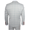 Andrew Men's 3-Piece Grey Checked Slim Fit Suit with Red Accents