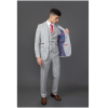 Andrew Men's 3-Piece Grey Checked Slim Fit Suit with Red Accents