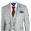 Andrew Men's 3-Piece Grey Checked Slim Fit Suit with Red Accents