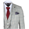 Andrew Men's 3-Piece Grey Checked Slim Fit Suit with Red Accents