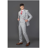 Andrew Men's 3-Piece Grey Checked Slim Fit Suit with Red Accents
