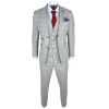 Andrew Men's 3-Piece Grey Checked Slim Fit Suit with Red Accents