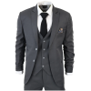 IM1 Men's Classic Charcoal Plain Tailored Fit 3-Piece Suit