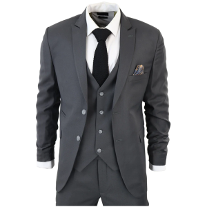 IM1 Men’s Classic Charcoal Plain Tailored Fit 3-Piece Suit