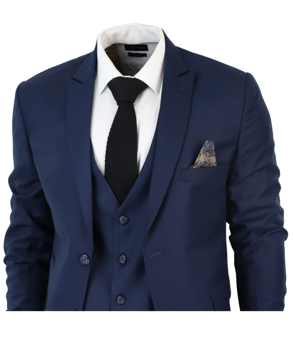 IM1 Men's Classic Charcoal Navy Tailored Fit 3-Piece Suit