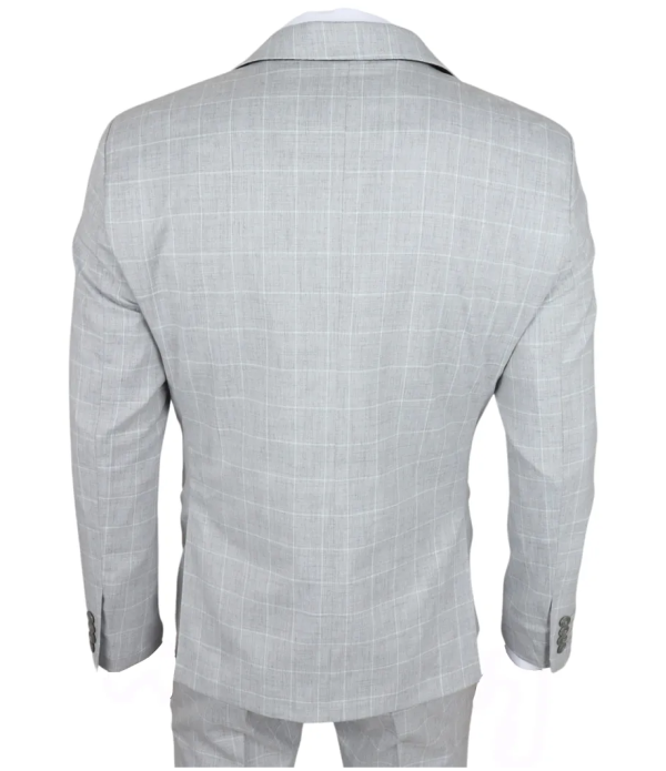 IM3 Men's Grey Checked Tailored Fit 3-Piece Suit