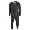 Joshua Men's 3-Piece Green Tweed Slim Fit Suit