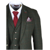 Joshua Men's 3-Piece Green Tweed Slim Fit Suit
