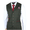 Joshua Men's 3-Piece Green Tweed Slim Fit Suit