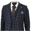 MT22Z0720 - Men's Navy Blue 3 Piece Check Suit