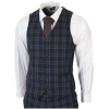 MT22Z0720 - Men's Navy Blue 3 Piece Check Suit