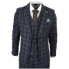 MT22Z0720 - Men's Navy Blue 3 Piece Check Suit