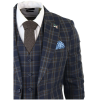 MT22Z0720 - Men's Navy Blue 3 Piece Check Suit