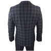 MT22Z0720 - Men's Navy Blue 3 Piece Check Suit