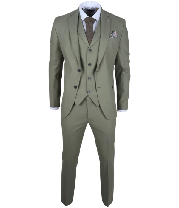 TP-22 Men's Sage 3-Piece Linen Summer Wedding Suit