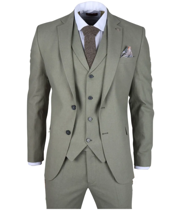 TP-22 Men's Sage 3-Piece Linen Summer Wedding Suit