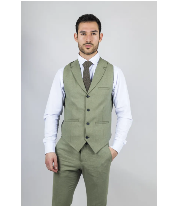 TP-22 Men's Sage 3-Piece Linen Summer Wedding Suit