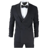 AK-22 - Men's Double Breasted Black Tuxedo Dinner Wedding Suit