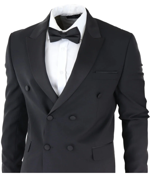 AK-22 - Men's Double Breasted Black Tuxedo Dinner Wedding Suit