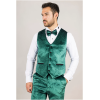 AK-25 Men's Emerald Green 3-Piece Velvet Wedding Tuxedo with Black Lapels