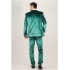 AK-25 Men's Emerald Green 3-Piece Velvet Wedding Tuxedo with Black Lapels