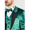 AK-25 Men's Emerald Green 3-Piece Velvet Wedding Tuxedo with Black Lapels