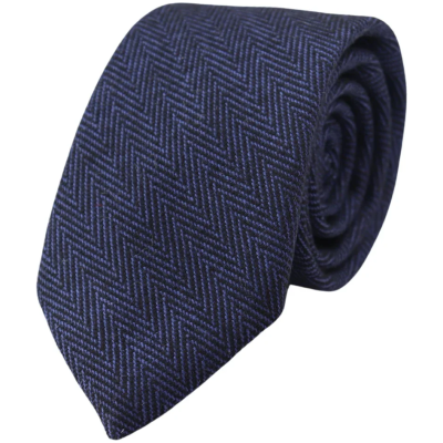 Men's Tweed Blue Herringbone Tie & Pocket Square Set